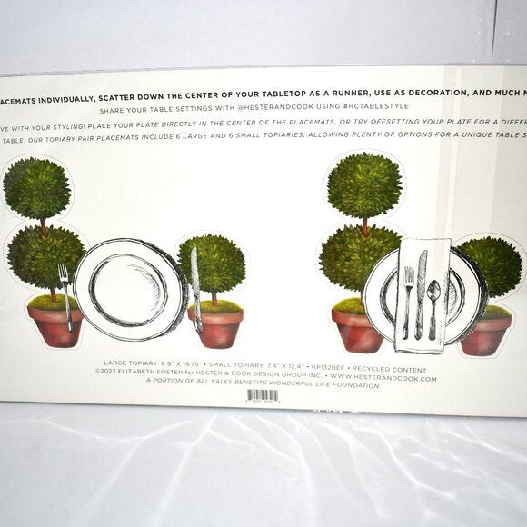 Hester & Cook 12(total) Die-cut Topiary Pair Placemat NWT - Picture 4 of 4